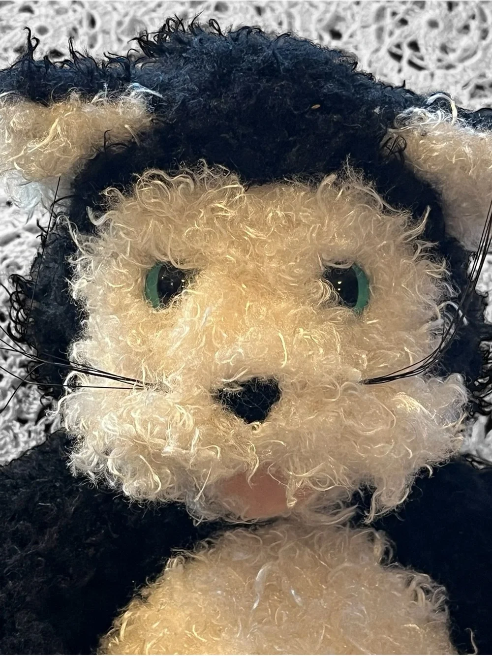 Folkmanis Cartoon Kitty Cat Full Body Hand Puppet Stuffed Plush Black White 19”
